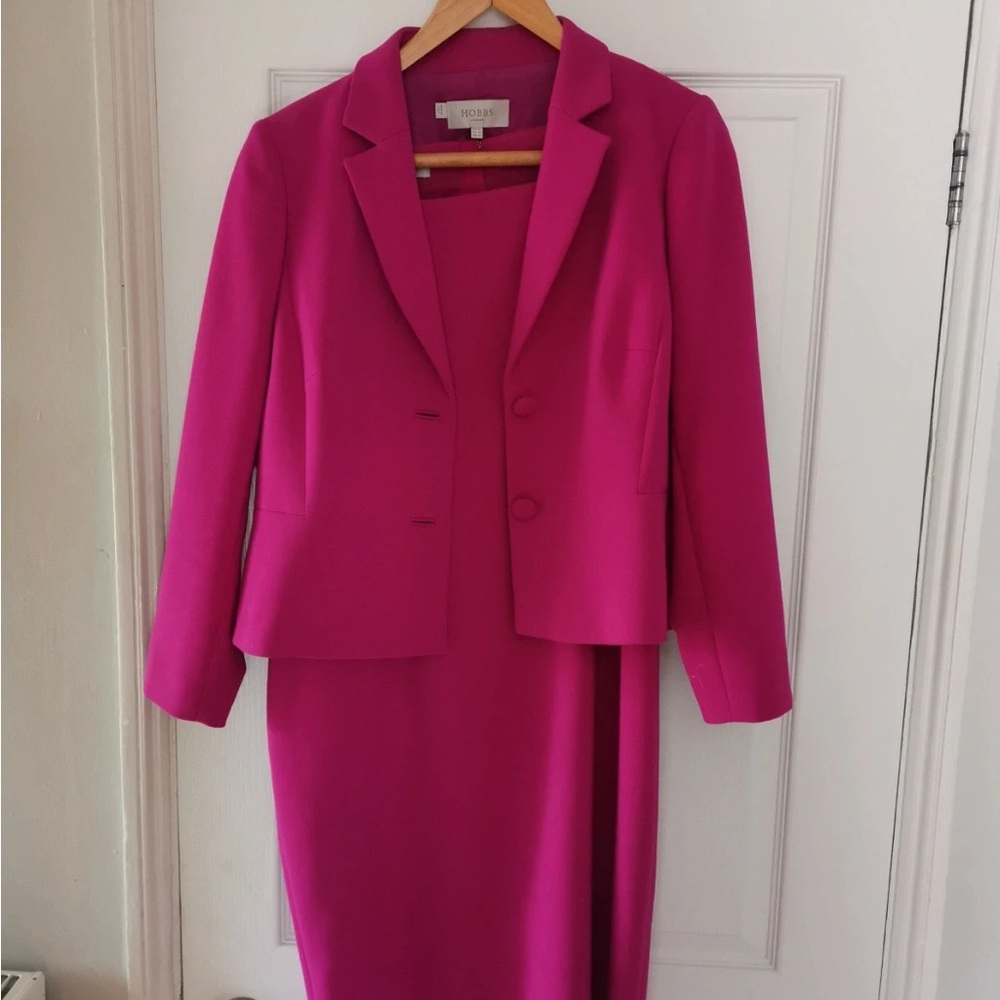 Fuscia pink shift dress and jacket